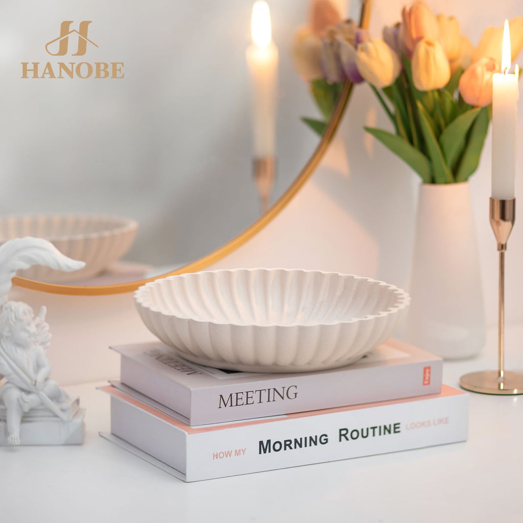 Hanobe Decorative Bowl for Home Decor,Stylish Resin Key Bowl for Entryway Table，Fruit Bowl for Kitchen Counter，9.44"