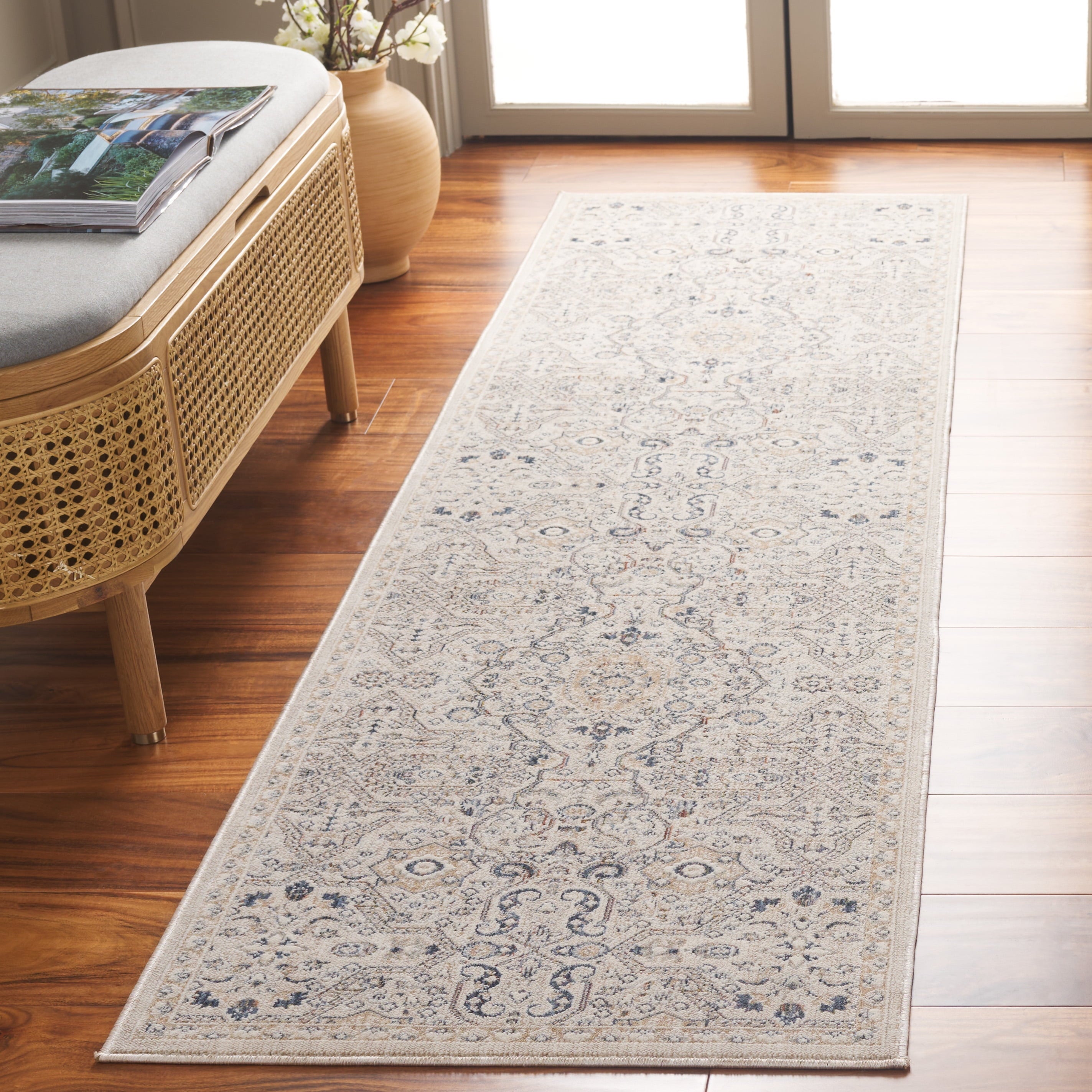 SAFAVIEH Sutton Aisling Oriental Runner Rug, Beige/Navy, 2'2" x 8'