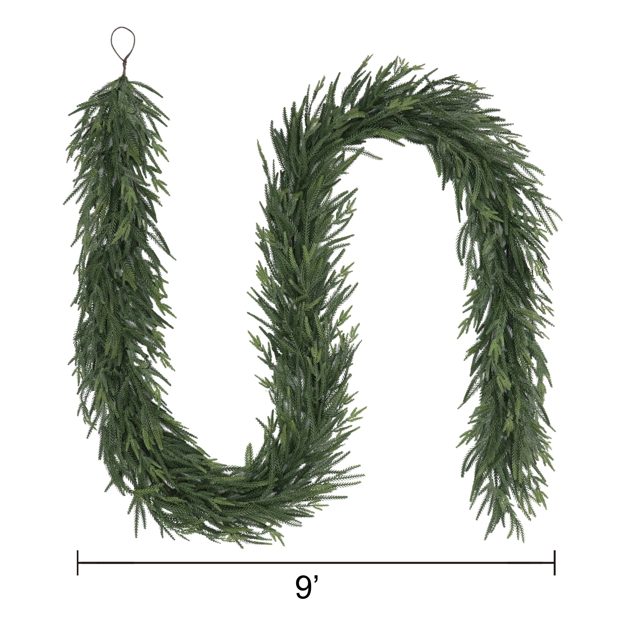 My Texas House 9ft Natural Feel Norfolk Artificial Christmas Garland, Non-lit, Green, Soft PE