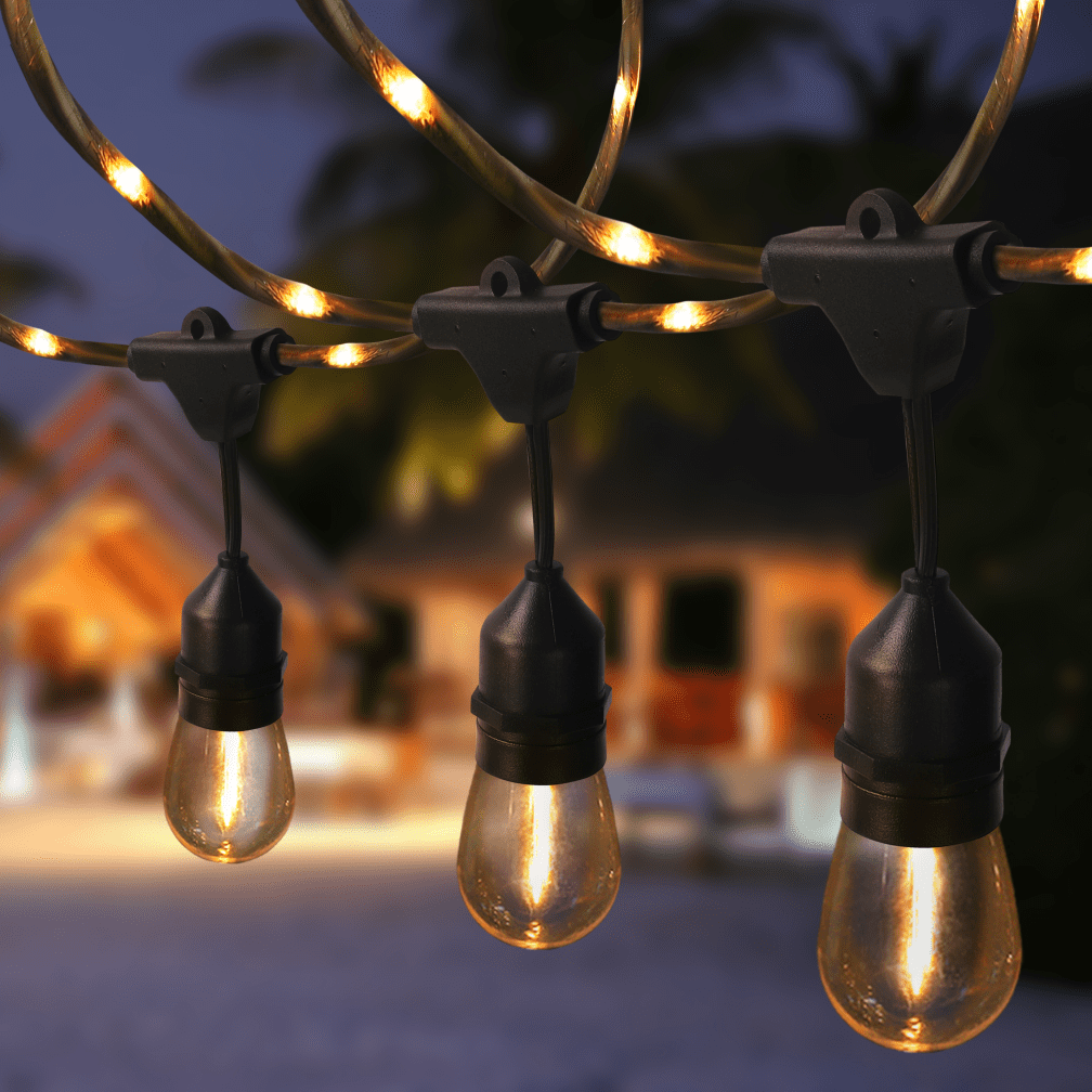 Wiiloke Outdoor 20 ft plug-in 10 S14 Bulbs Soft White LED Firefly Cord String Lights