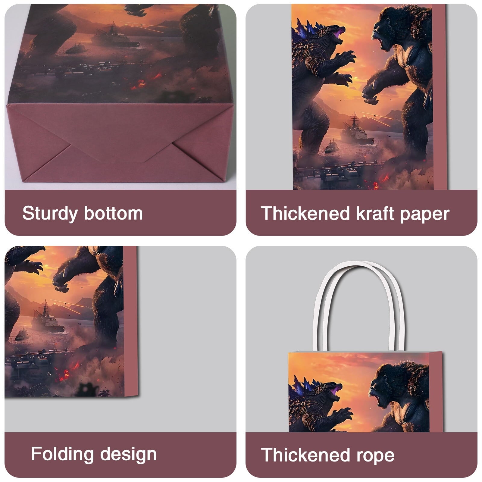 16 Pcs For King Kong-Themed Party Favor Bags – Candy Gift Bags with Handles for Birthday Decorations and Celebrations