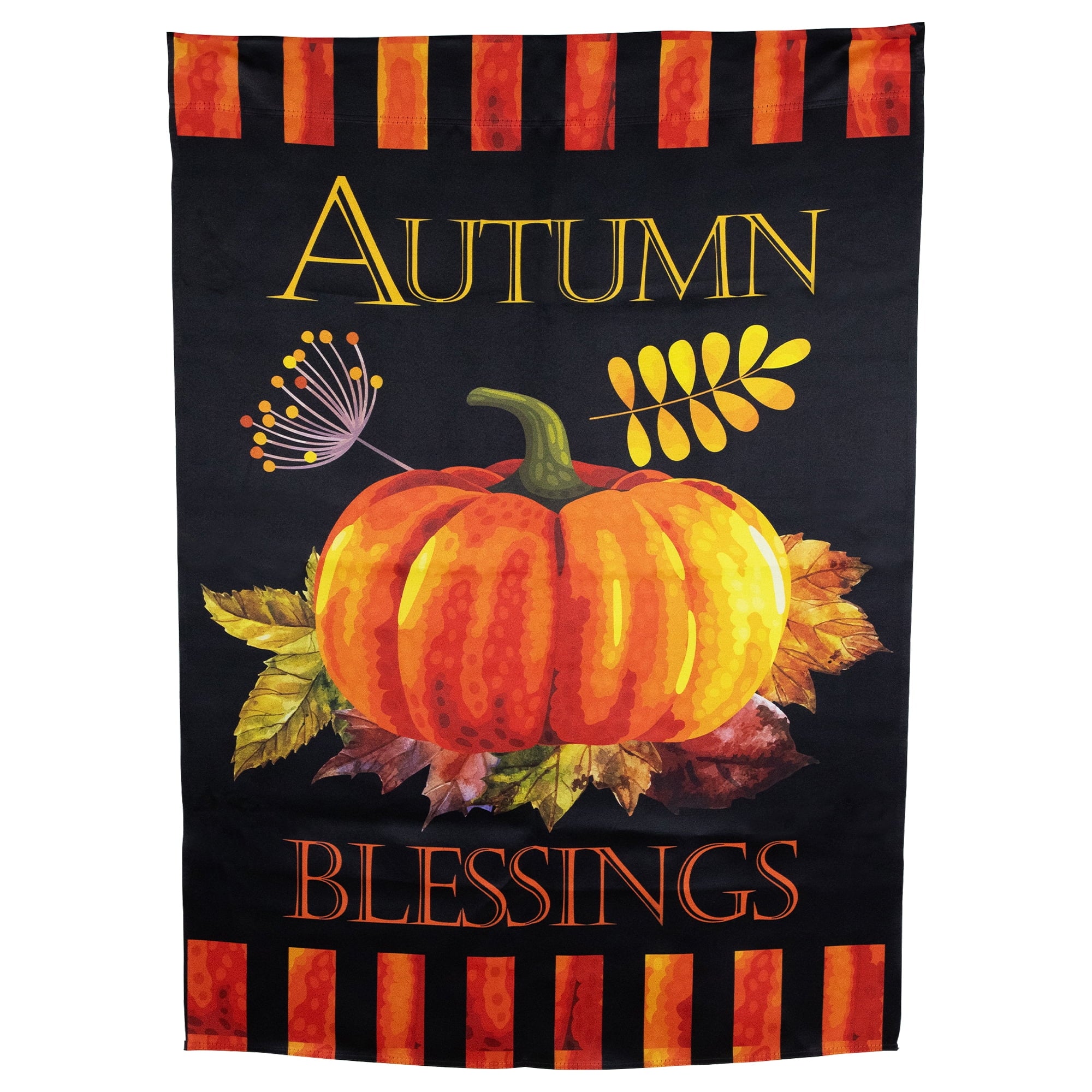 Northlight Autumn Blessings and Pumpkin Fall Harvest Outdoor House Flag - 40" x 28"