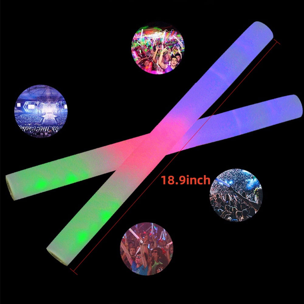 Bopika 20 Pcs Foam Glow Sticks - Colorful Flashing Fun for Parties, Weddings, and More