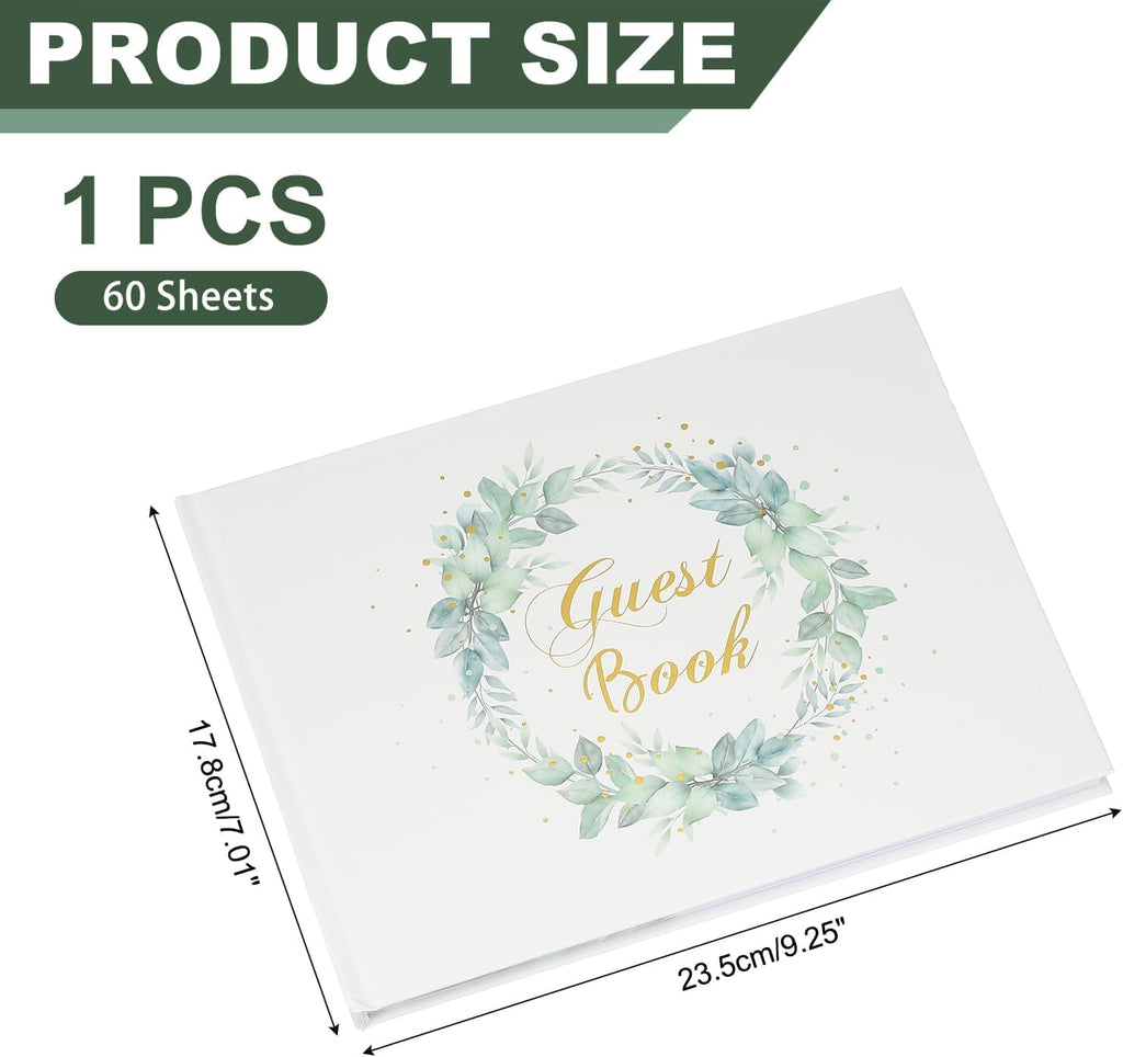 Guest Book, Wedding Guest Sign Book Reception Signature Book Party Decorations Supplies for Birthday Bridal Shower, Green Leave