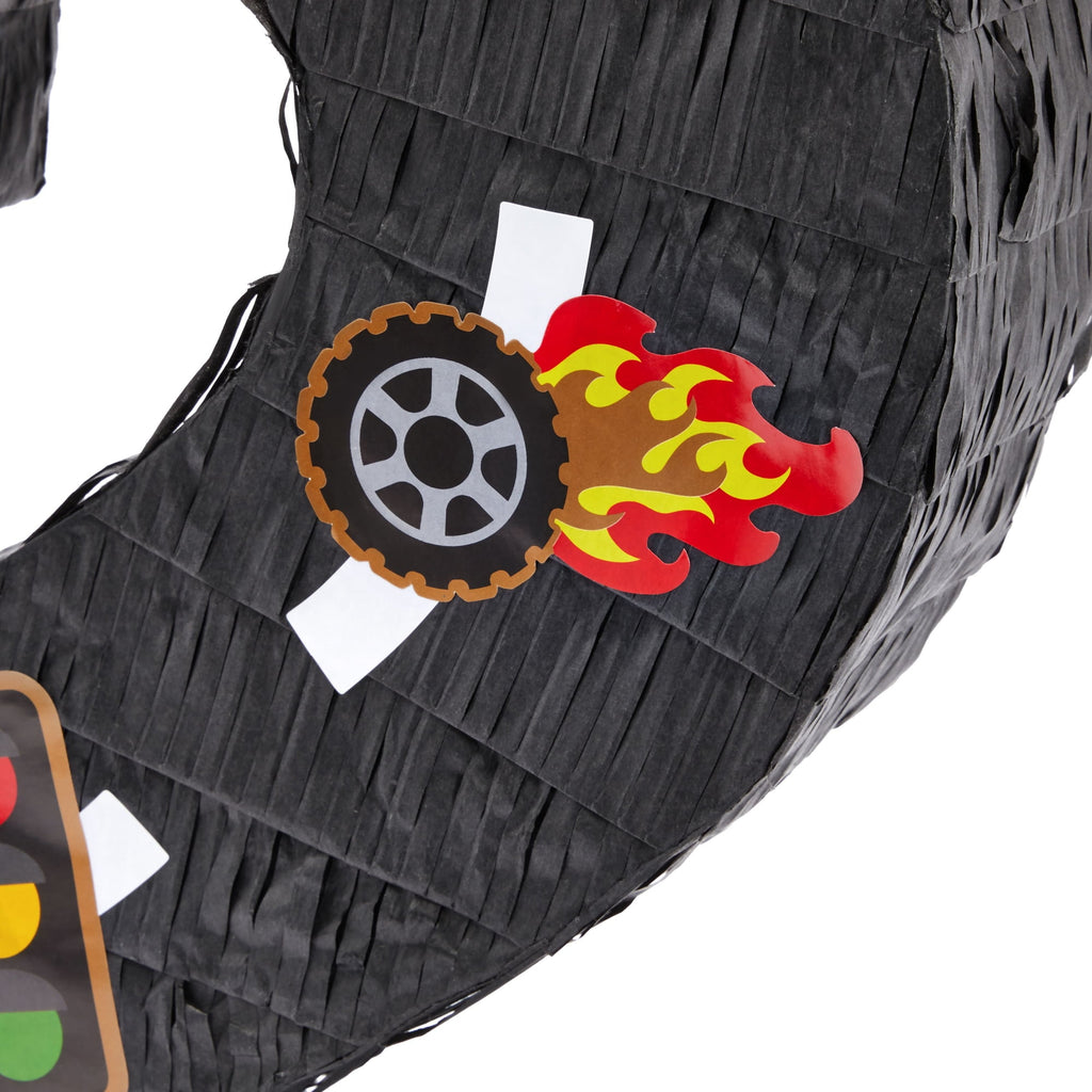 Number 2 Race Car Pinata for Two Fast Birthday Decorations, Party Supplies (Small, 11.85"L x 3"W x 16.5"H), For Ages 3+