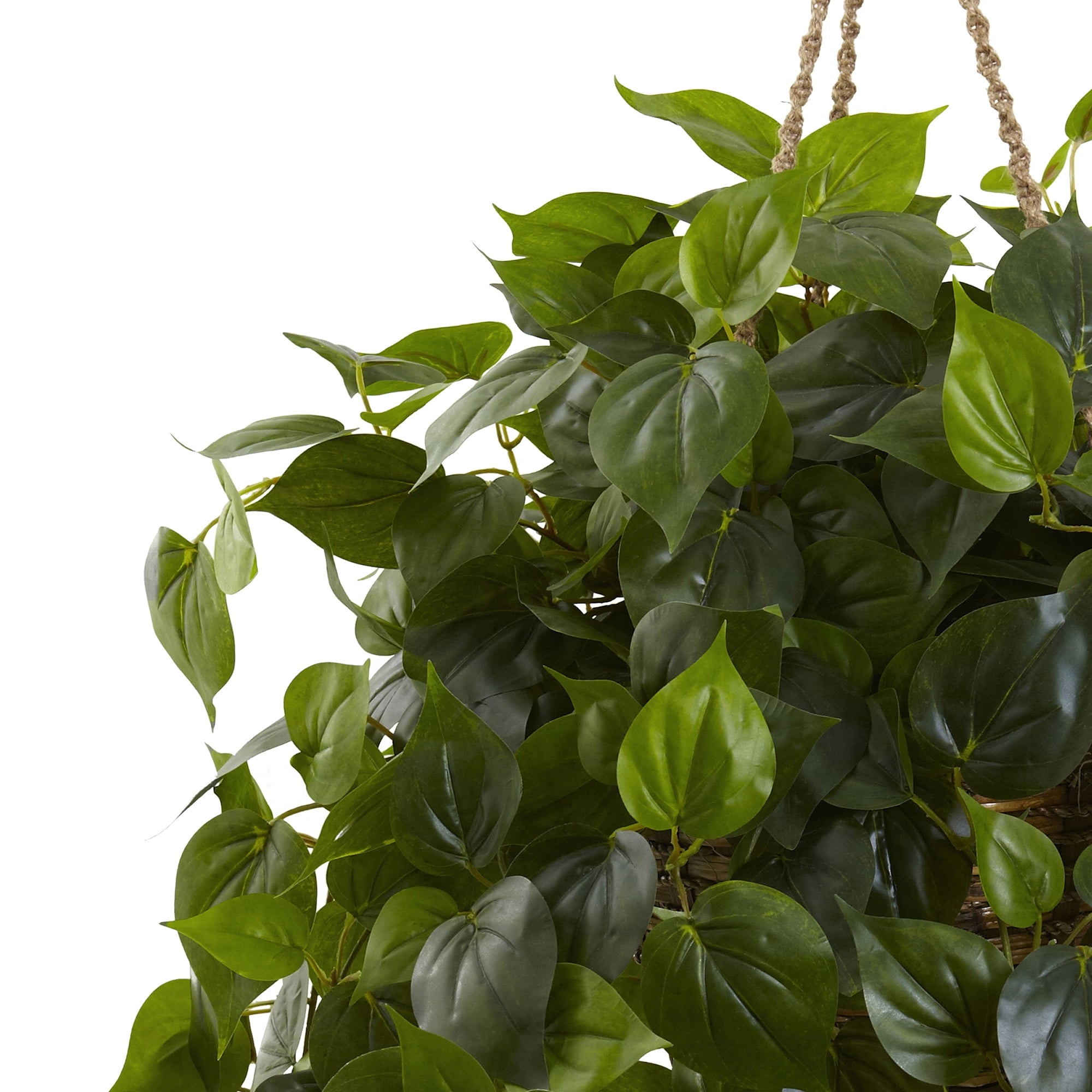 Nearly Natural Green Plastic Philodendron Hanging Planter Basket (Indoor/Outdoor)