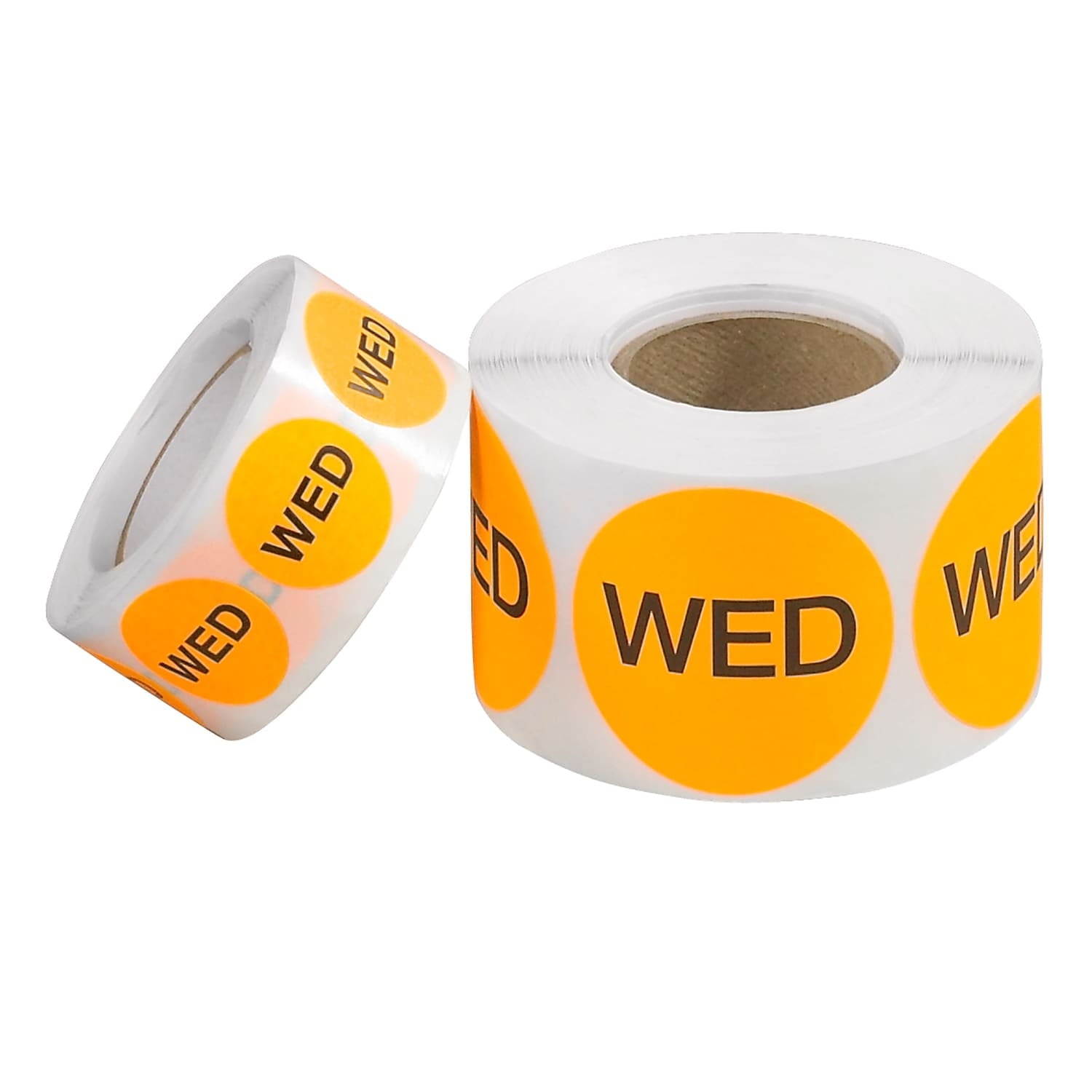 Tape Logic Inventory Circle Labels Days of the Week "WED" 2" Fluorescent Orange DL6522