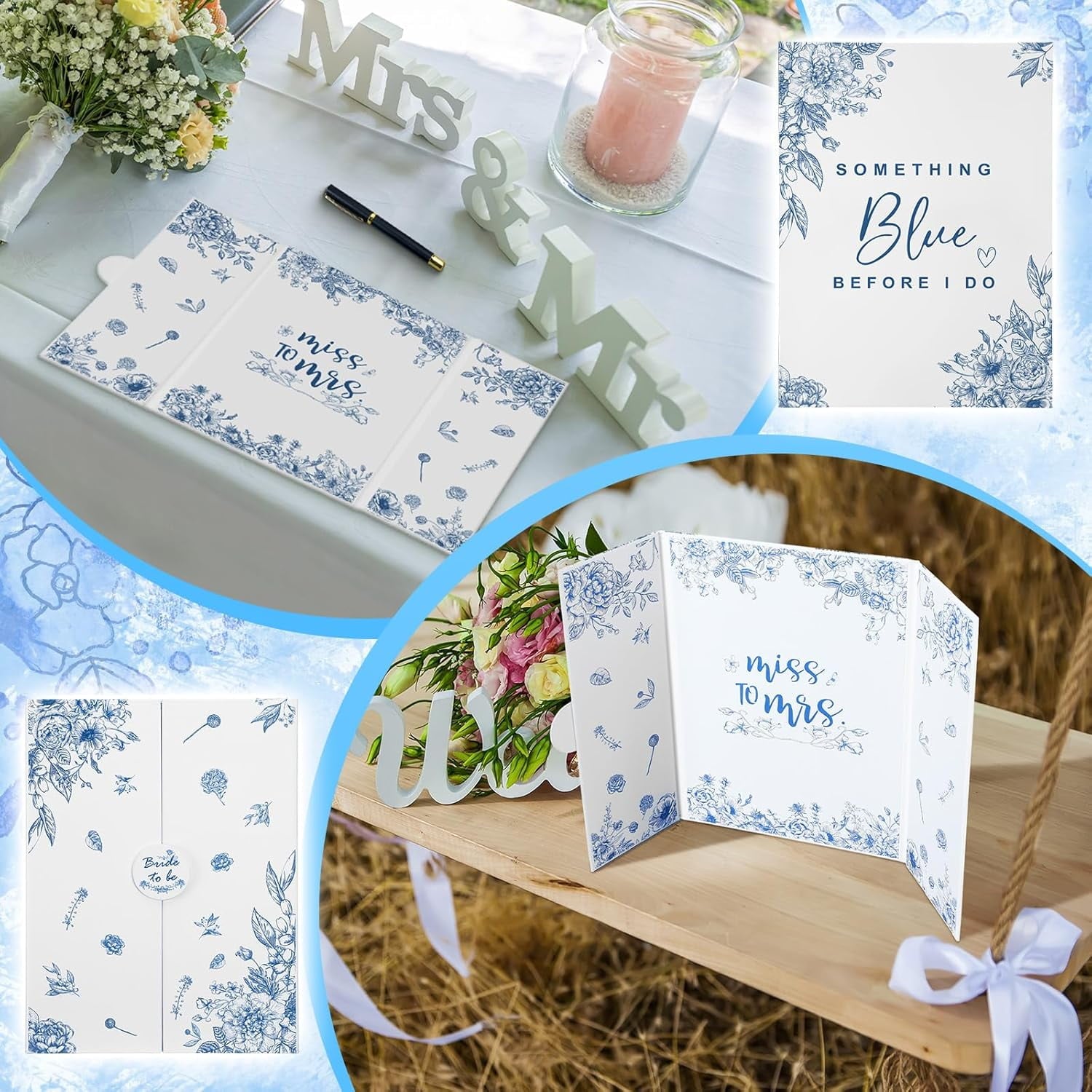 Something Blue Before I Do Bridal Shower Decorations Bridal Shower Guest Book with Pen Wedding Signature Board Alternatives Signature Guest Book for Wedding Bachelorette Engagement Party