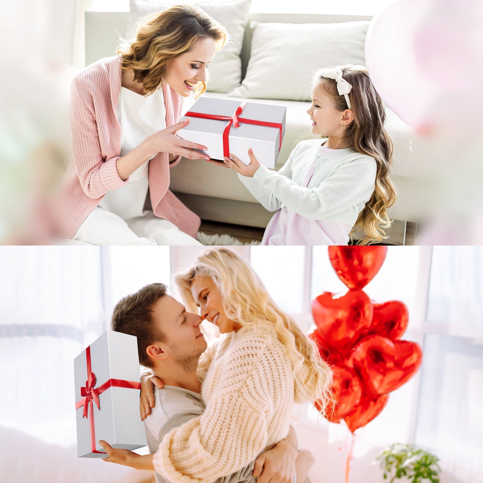 Premium White 13.8x9x4.3 Gift Boxes in a 4-piece set Magnetic Closure, Eco-Friendly, Space-Saving Storage for Gifts and Home Decor