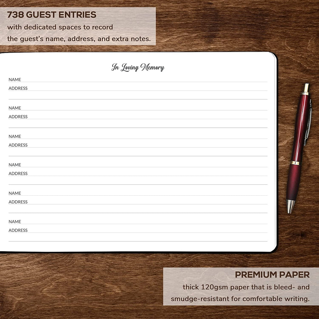 Skyline Funeral Guest Book, 10''x7'', Black