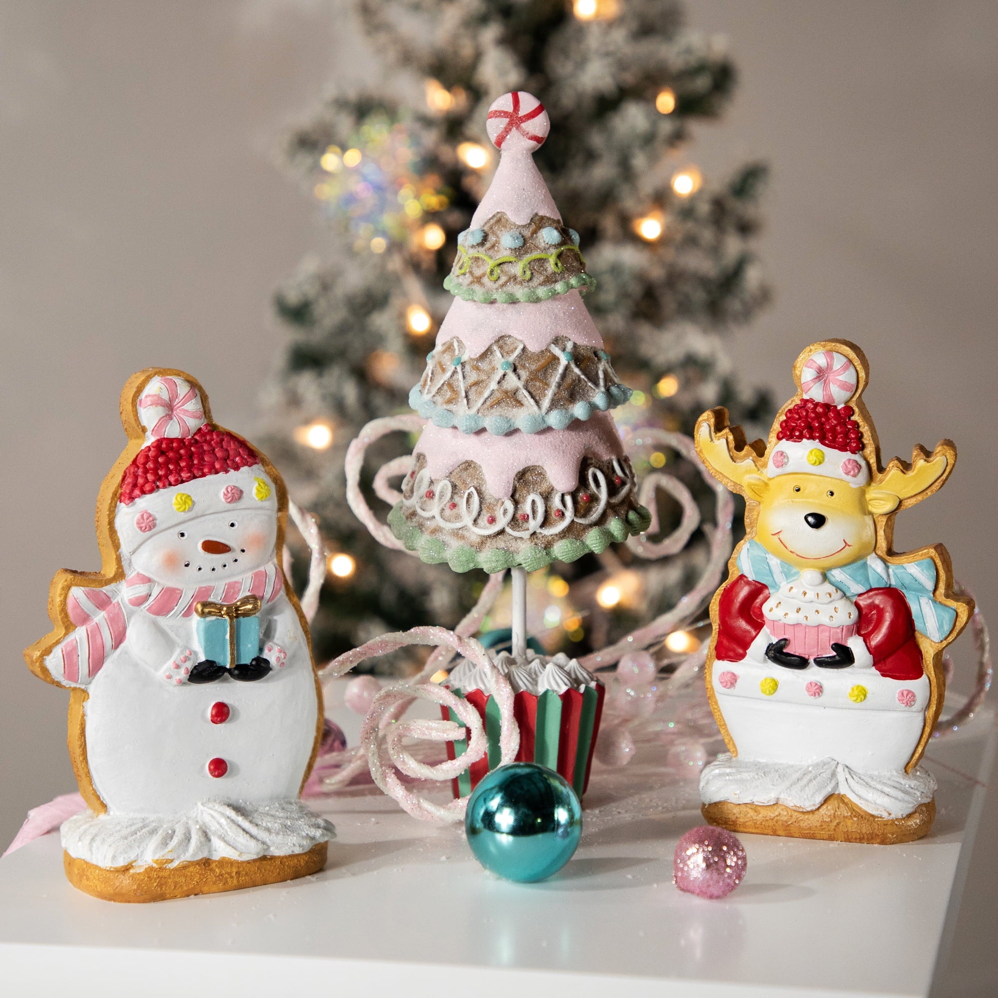 10.25" Pink Frosting and Waffle Cone Christmas Cupcake Tree Tabletop Centerpiece