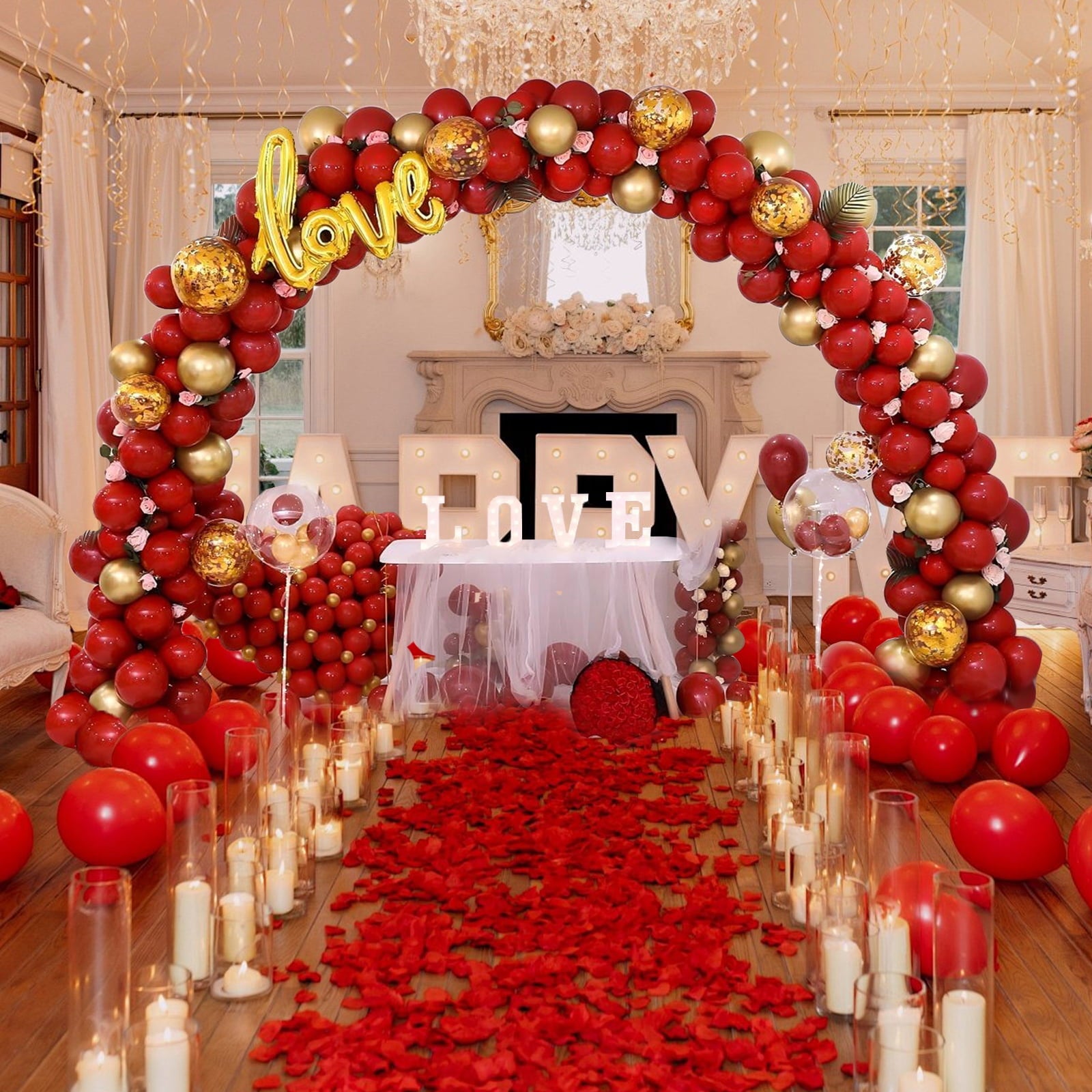 (3 pack) Lockways Red Latex Arch Balloons Kit with Balloons Include - 129pcs Red Balloons for Garland Arches
