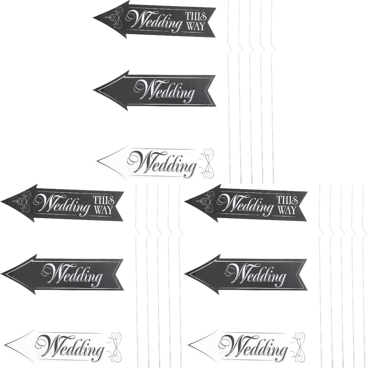 Worgeous 3 Sets  Wedding Signs Printing Wedding Directional Road Signs with Stand Rods