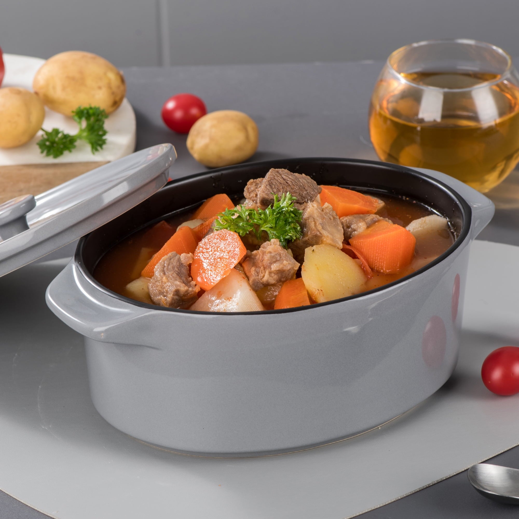 Vancasso Round Dutch Oven with Lid, 54 OZ Casserole Dish With Lid, Stoneware Nonstick Cookware for Baking, Roasting, Induction & Oven Safe