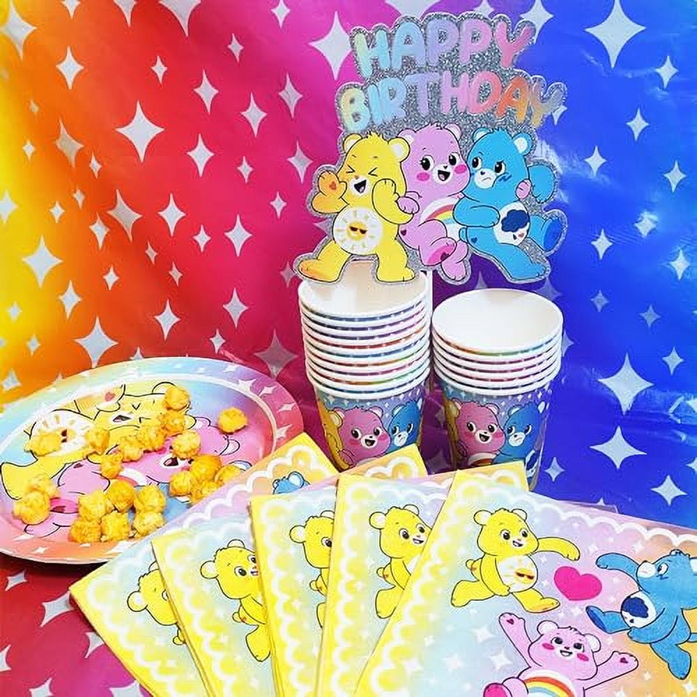 Care Bears Birthday Decorations 58pc Table Decorations Original Care Bears Party Supplies: Paper Plates, Cups Napkins, Table Cloth Cake Topper Rainbow Party Favor Gender Reveal Decor 3+
