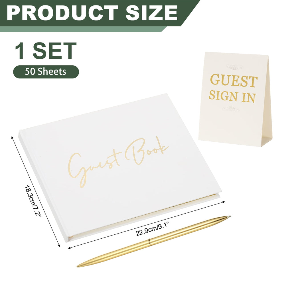 Uxcell Guest Book, 100 Pages Wedding Guest Sign in Book Reception Signature Book Party Decorations Supplies for Birthday Bridal Shower, Gold