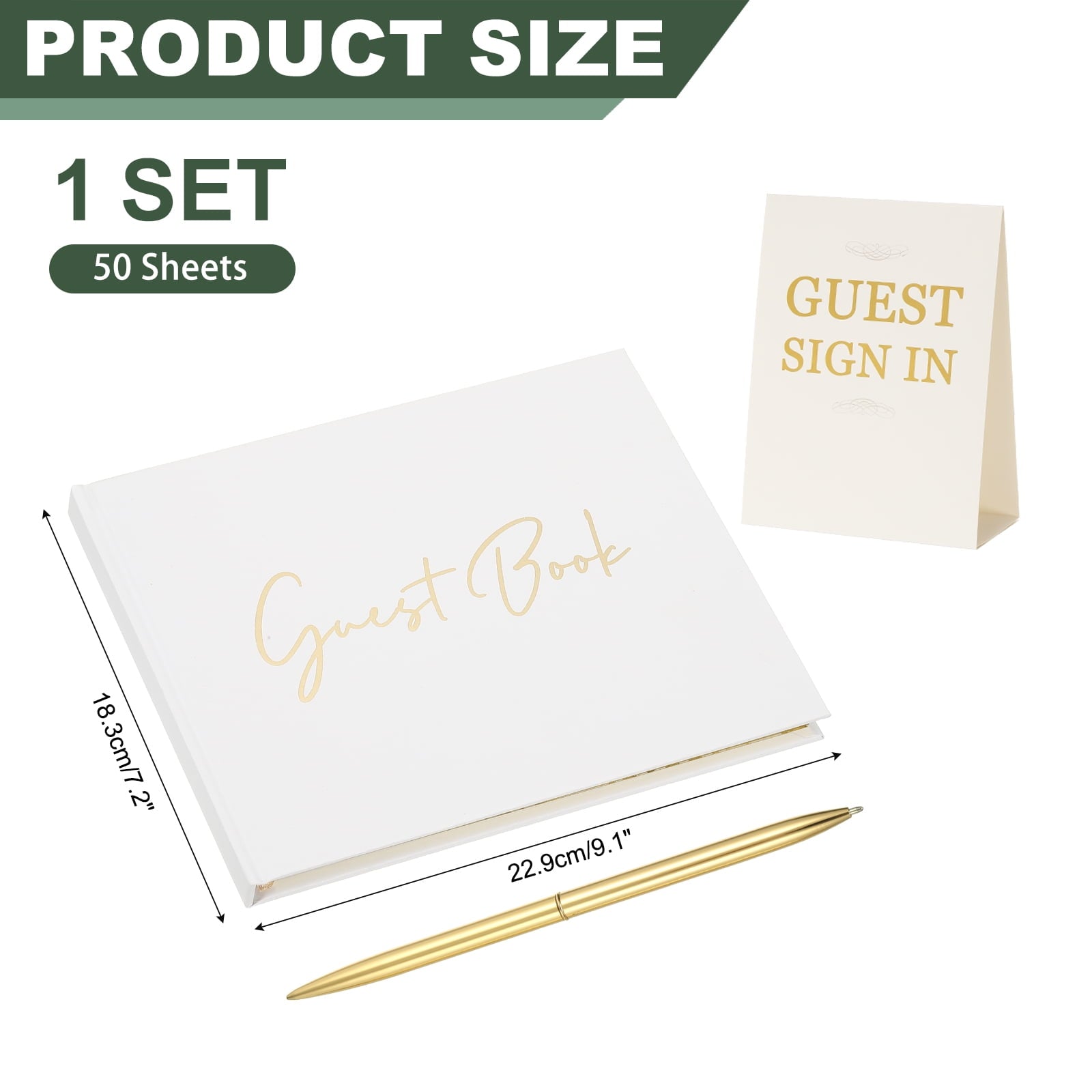 Uxcell Guest Book, 100 Pages Wedding Guest Sign in Book Reception Signature Book Party Decorations Supplies for Birthday Bridal Shower, Gold