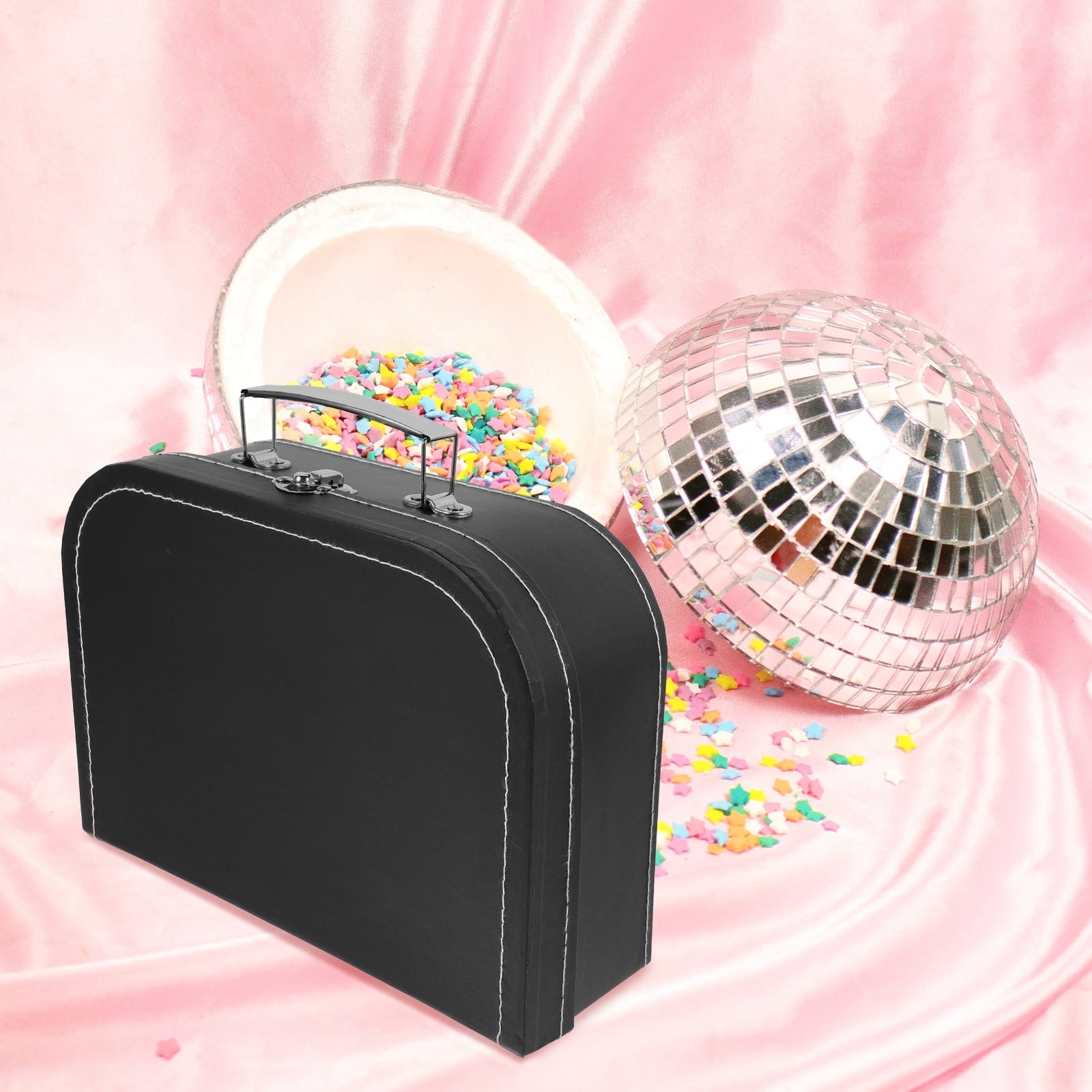 BERTDOMD Present Wrapping Box Gift Wedding Gift Packing Box Small Suitcase Party Favor Box with Stainless Steel Handle