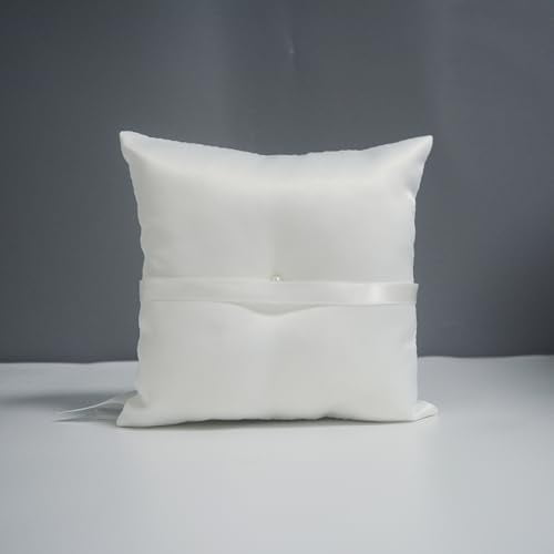 Ivory Ring Bearer Pillow, Satin Finish Bowknot Ring Pillow
