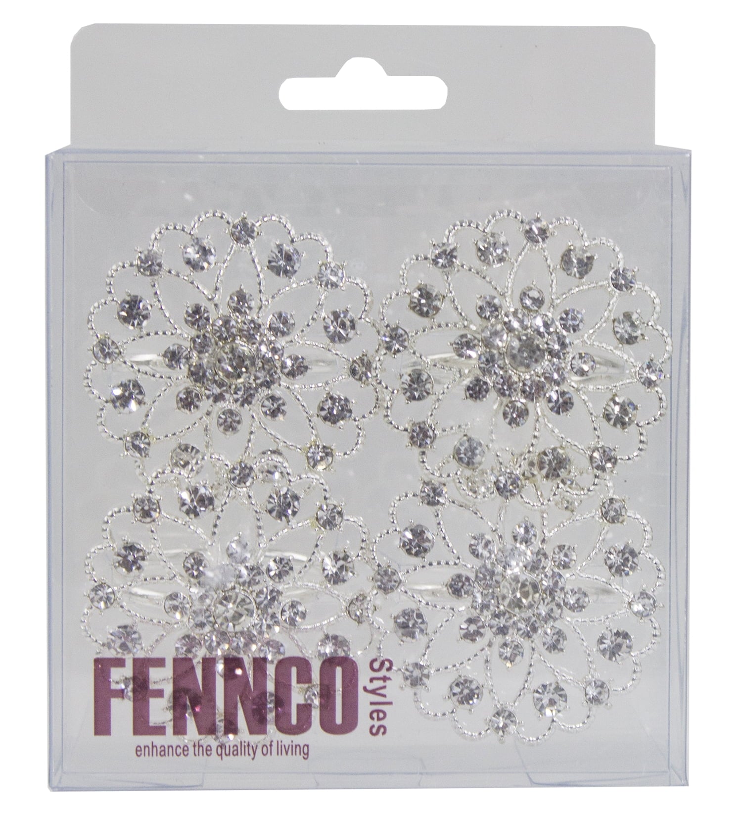 Rhinestone Crystal Flower Napkin Rings Wedding Holiday Table Decoration - Set of 4 (Purple Crystal Flower)