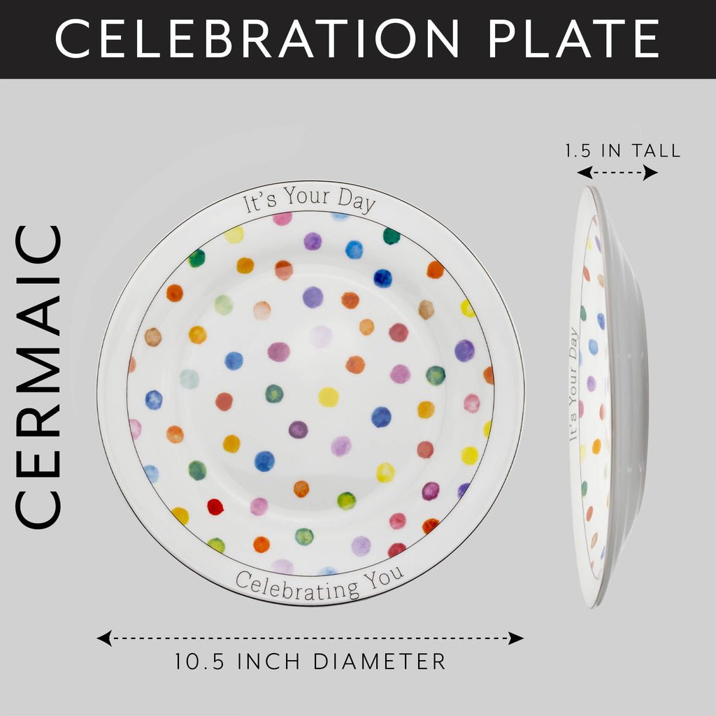 Darware Decorative Birthday Plate, Special Occasion It’s Your Day Ceramic Gift Plate for Birthdays, Anniversaries, Weddings, and More
