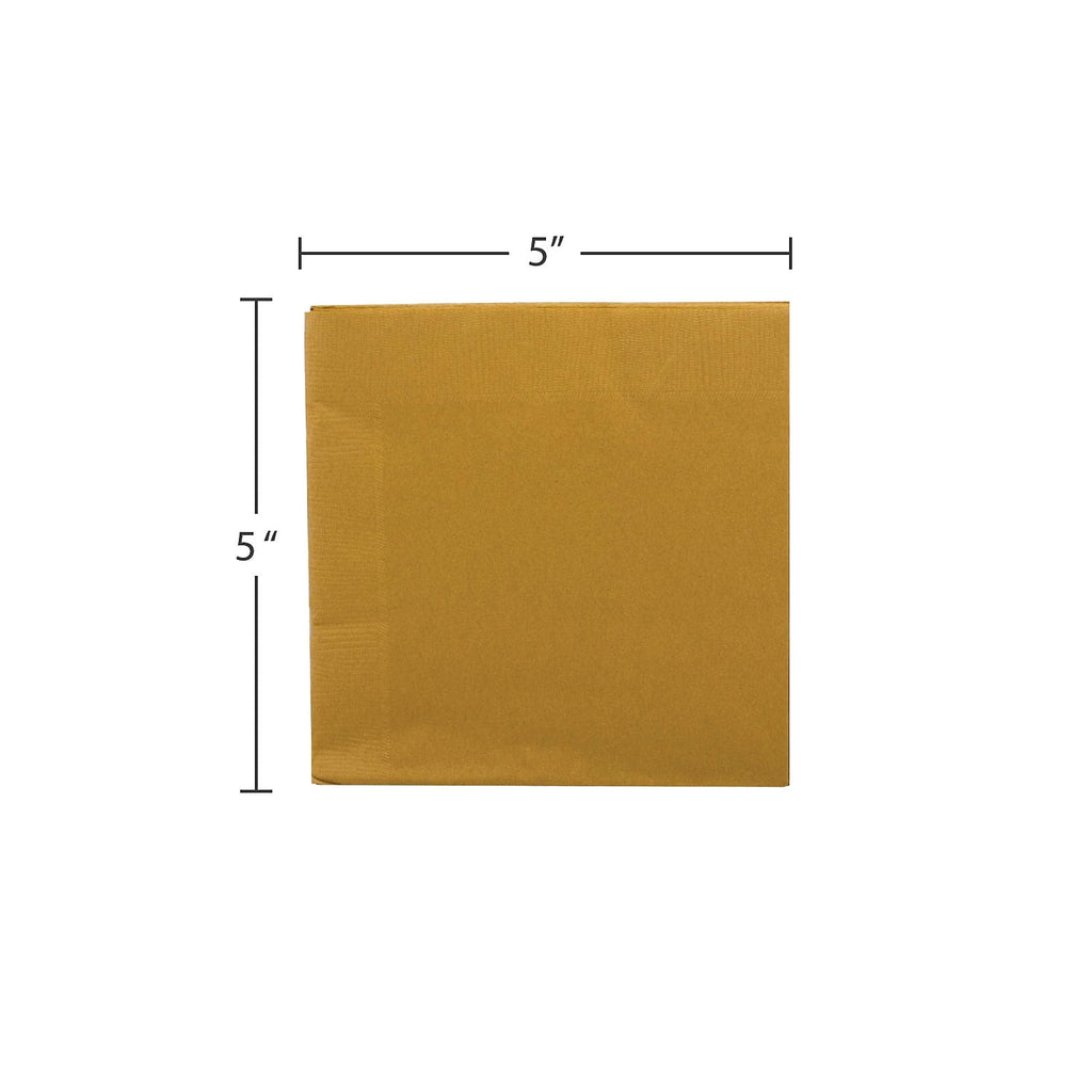 JAM Paper Bulk Small Beverage Napkins, 5x5, Gold, 480/Box