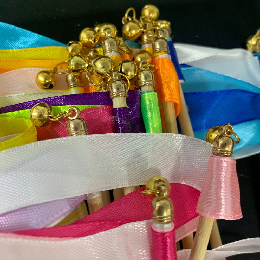 50 Pieces Ribbon Sticks Wedding Streamers Chromatic Streamers Silk Fairy Sticks for Party, Birthday, Celebration and Holiday