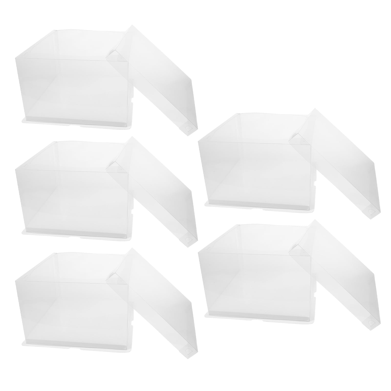 5pcs Transparent Cake Box Candy Gift Box Container Carrier Packaging Box for Birthday Shower Wedding ( 8 inch Single Layer Boxes )