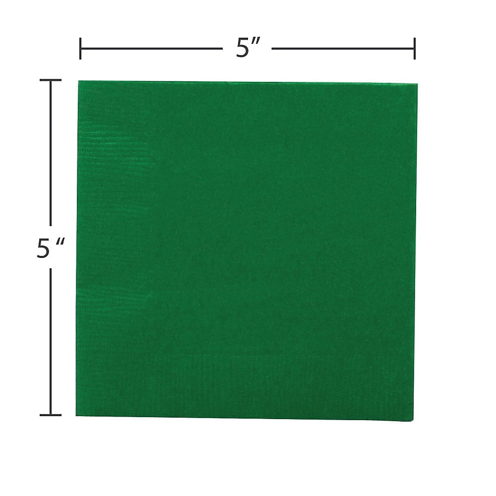 JAM Paper Bulk Small Beverage Napkins, 5 x 5, Green, 480/Box
