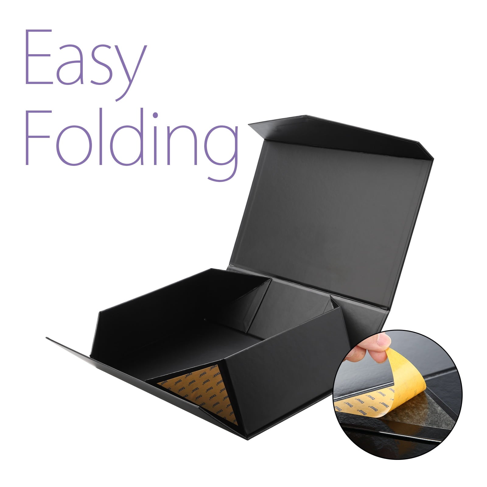 PKGSMART 5 Large Black Gift Boxes, Magnetic Gift Boxes with Lids for Wedding, 13.5x9x4.1 inches