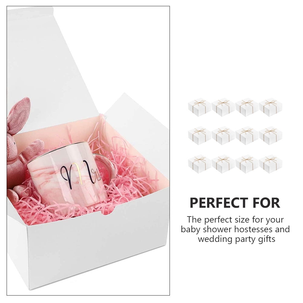 White 12 Pcs Kraft Paper Little Gift Boxes Tiny Packaging Multifunction Rope