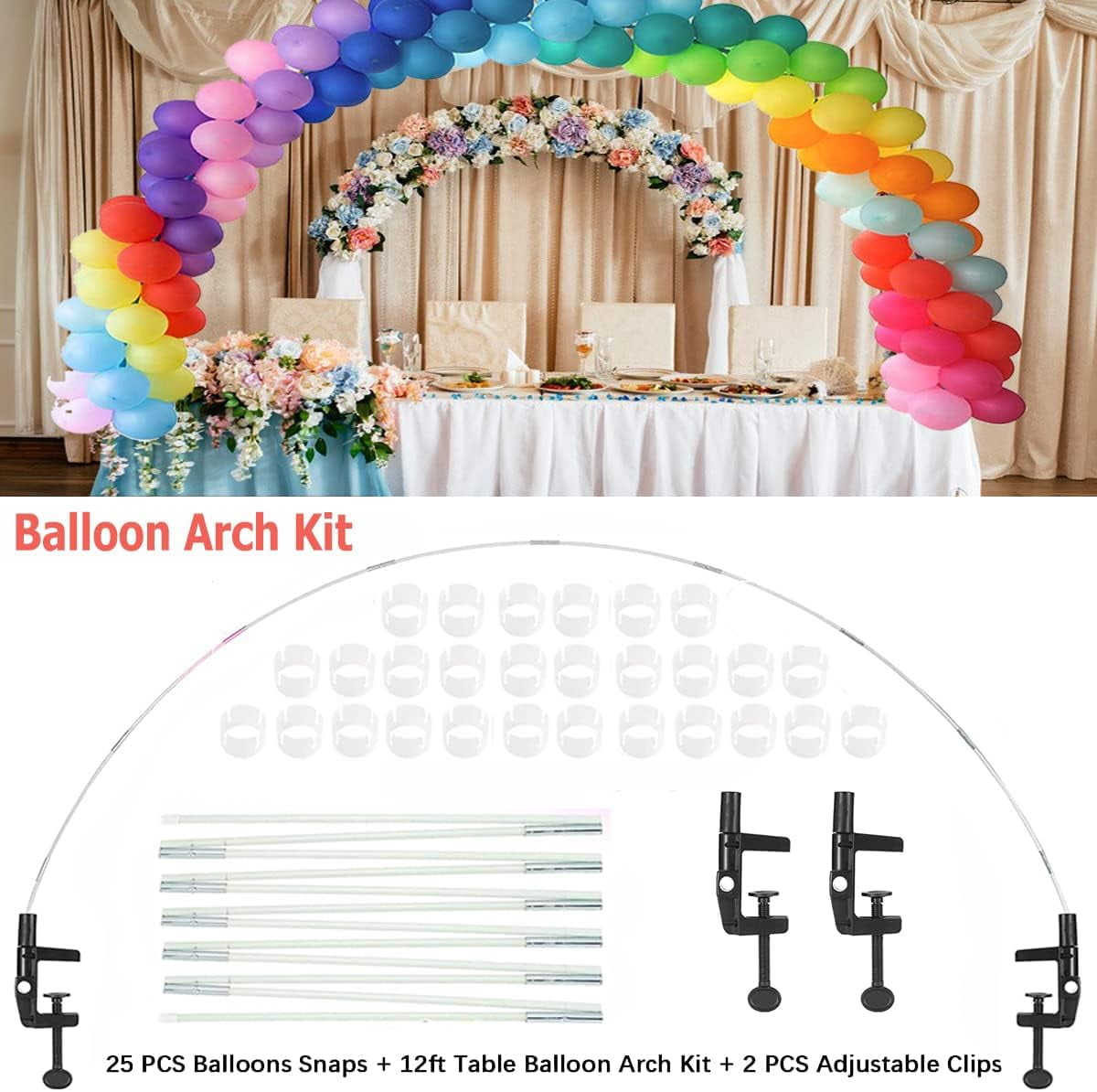 Balloon Arch Kit and Balloon Pump Electric, 10ft Wide Adjustable Balloon Arch Stand With 100Balloons 2Balloon Stands For Wedding Anniversary Birthday Baby Shower Party Decoration Graduation Ceremony