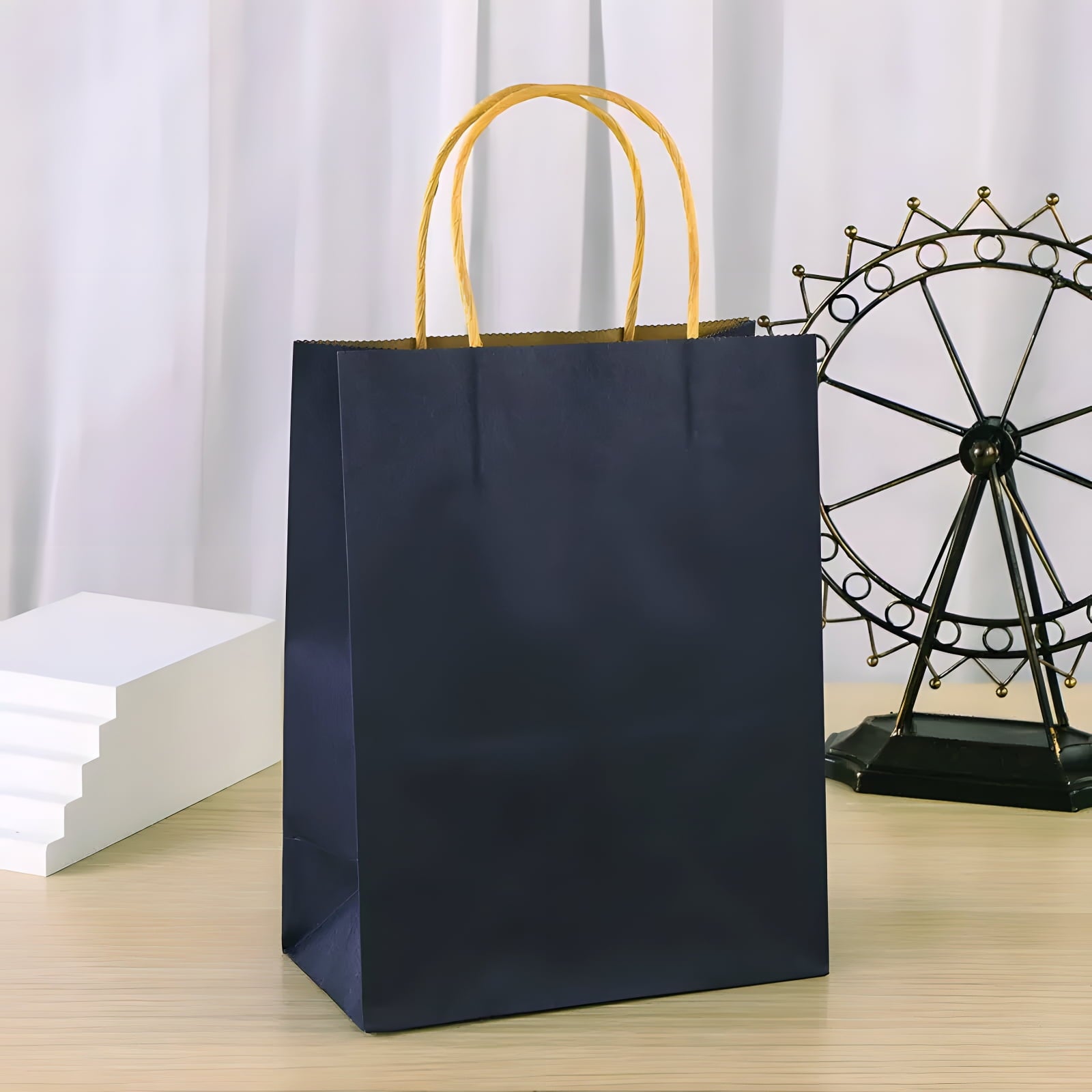 Welcome Bags for Wedding Guests Bulk, 100 Pcs Deep Blue Reusable Gift Bags with Handles Bulk, Customizable Logo, 8 in x 6 in x 3 in, Perfect for Multiple Occasions