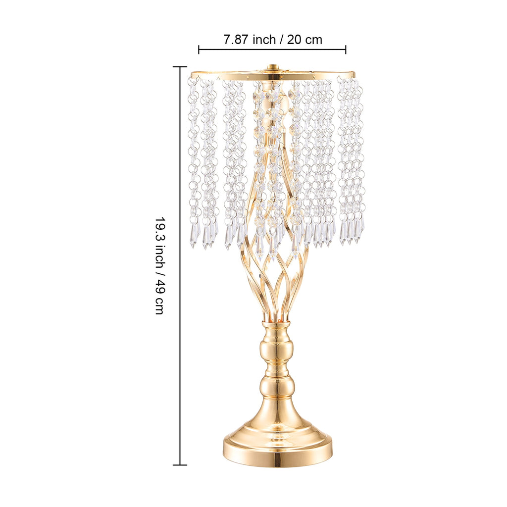 KFFKFF 12-Piece Set, 49cm/19.3” Height, Crystal Floral Stands, Gold Metal Centerpiece Vases, Ideal for Tabletops at Weddings, Dinners, Parties, Ceremonies, and Birthday Celebrations