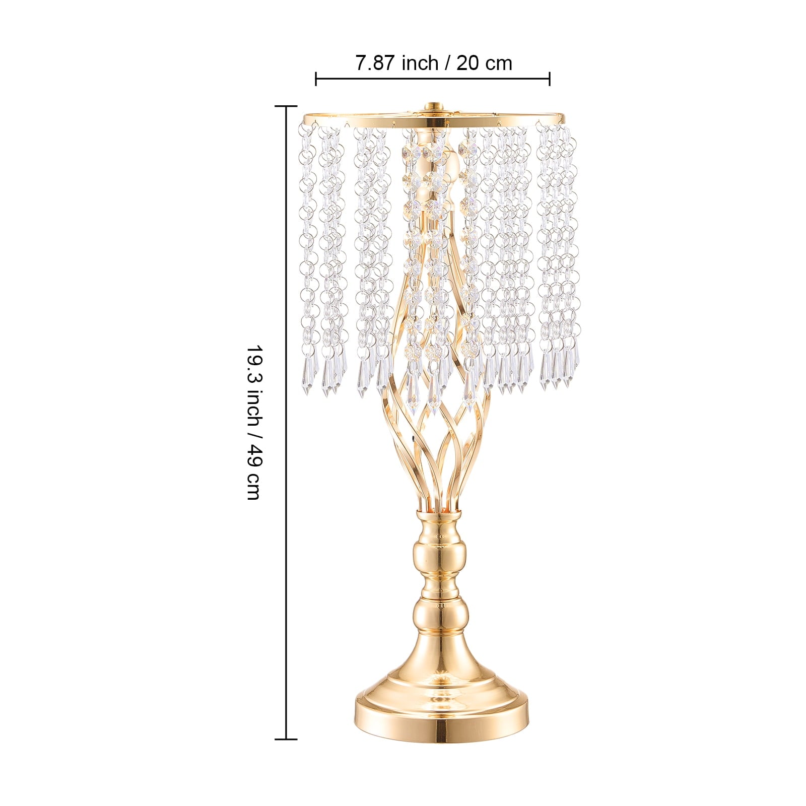 KFFKFF 12-Piece Set, 49cm/19.3” Height, Crystal Floral Stands, Gold Metal Centerpiece Vases, Ideal for Tabletops at Weddings, Dinners, Parties, Ceremonies, and Birthday Celebrations