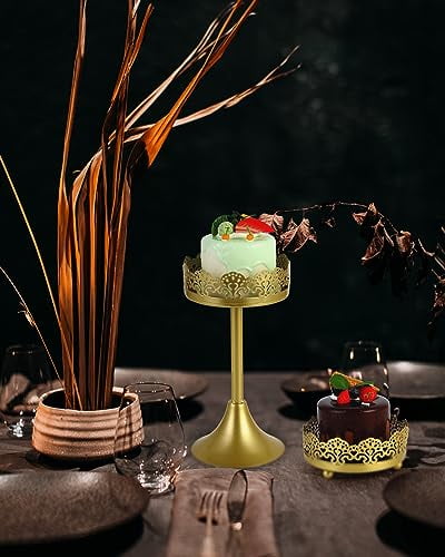 ZUMELER 9Pcs Metal Cake Stands Round Cake Stands Candy Fruit Display Plate Cupcake Serving Tower for Wedding Birthday Party Celebration Home Decoration,gold