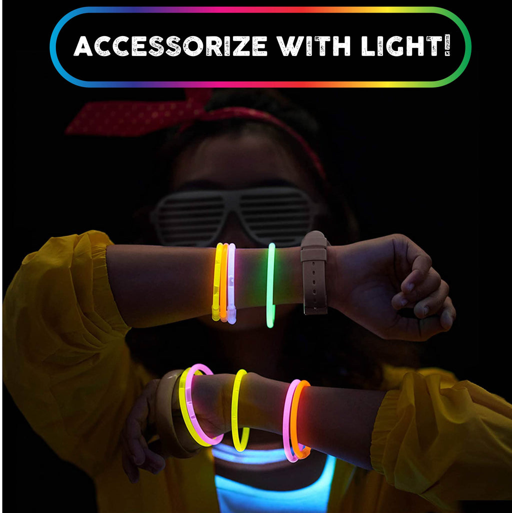 Kaitek Glow Sticks 8" Bulk 400ct Variety, Glow in the Dark for Neon Theme Party