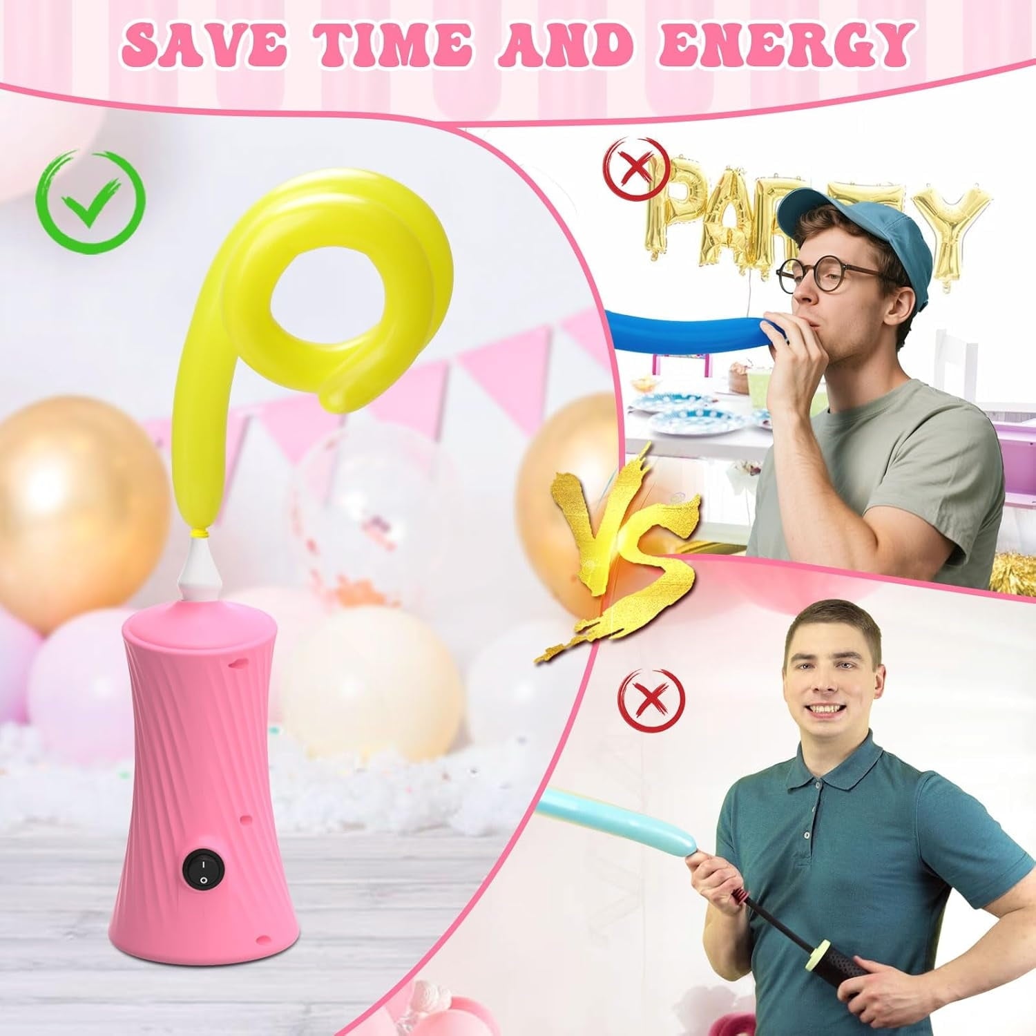 206 Balloon Pump Electric Air Pump for Long Balloon Inflator Blower for Foil Twisty Animal Balloons for Birthday Party Celebration Balloons Decorations