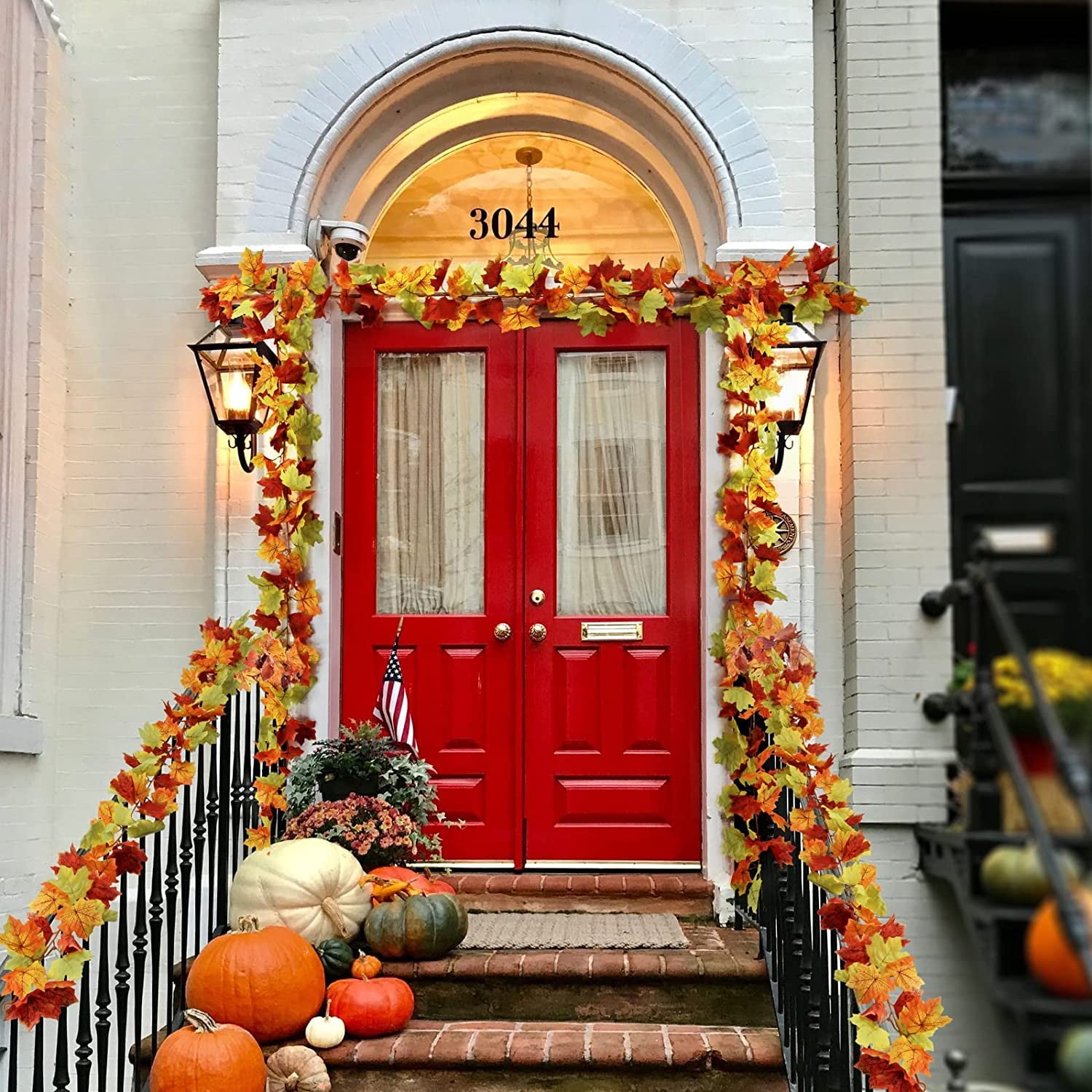 Samhe 3 Pack Fall Leaves Garland, Artificial Maple Leaf Autumn Garland Hanging Vine for Thanksgiving Party Front Door Home Fireplace Harvest Thanksgiving Decor (Yellow, 6.5Ft/Pack)