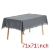Unique Bargains Rectangle Cotton Linen Table Cover with Tassels for Dining Table White 51"x71"
