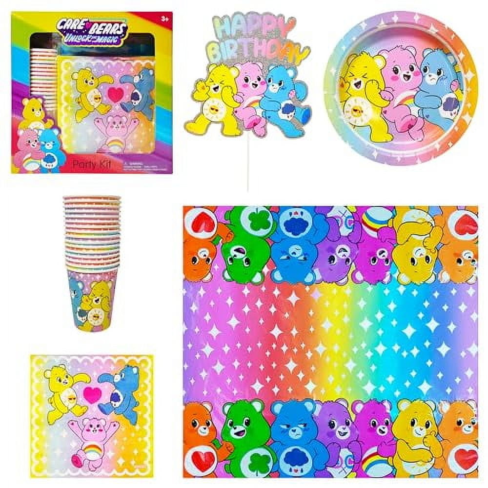 Care Bears Birthday Decorations 58pc Table Decorations Original Care Bears Party Supplies: Paper Plates, Cups Napkins, Table Cloth Cake Topper Rainbow Party Favor Gender Reveal Decor 3+