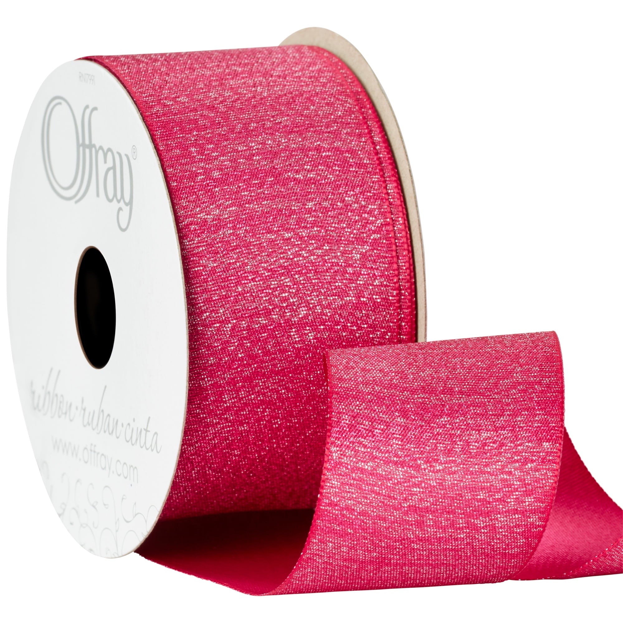 (6 pack) Offray Ribbon, Metallic Raspberry Pink 1 1/2 inch Grosgrain Polyester Ribbon, 9 feet