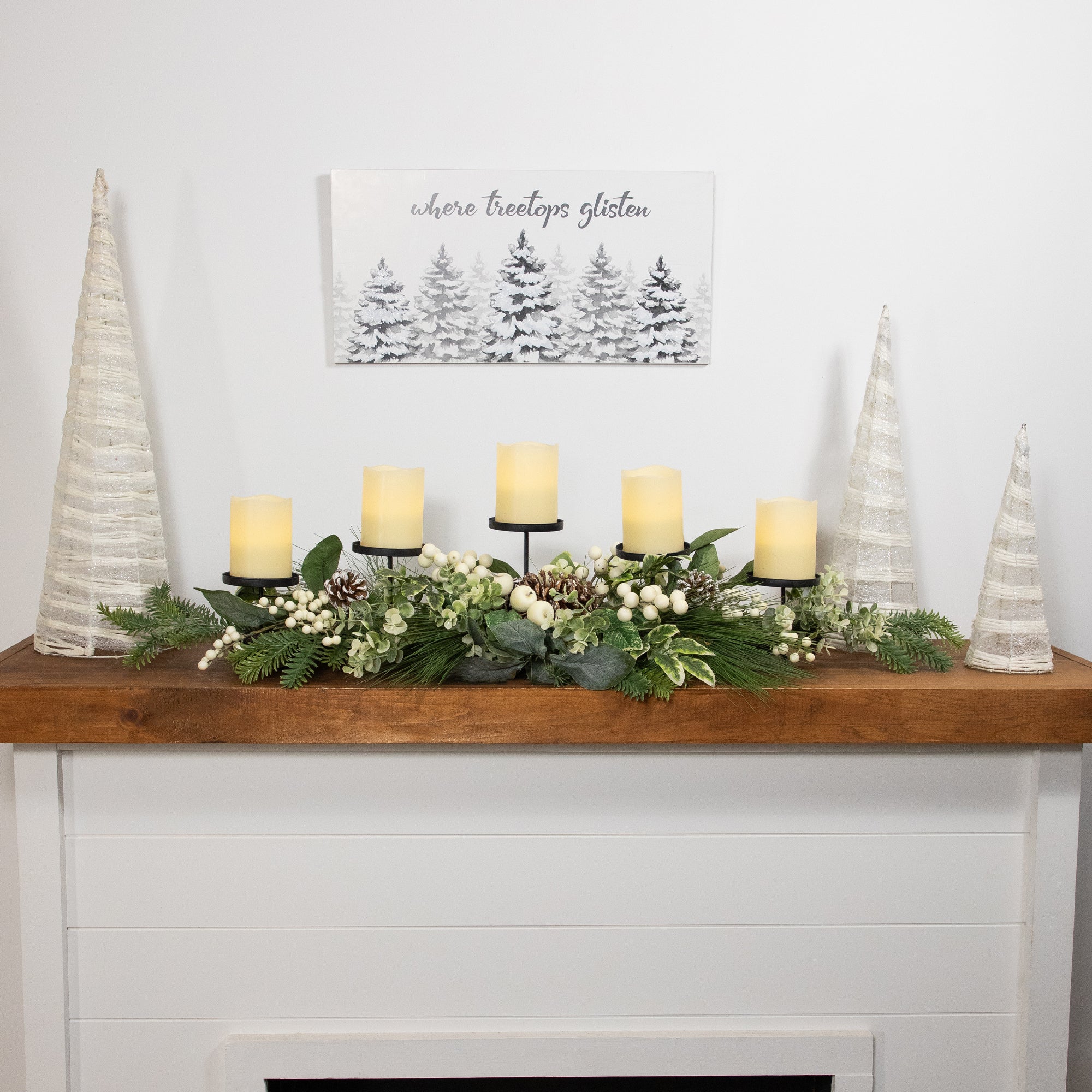 Northlight Berries and Eucalyptus Artificial Christmas Candle Holder - 42"