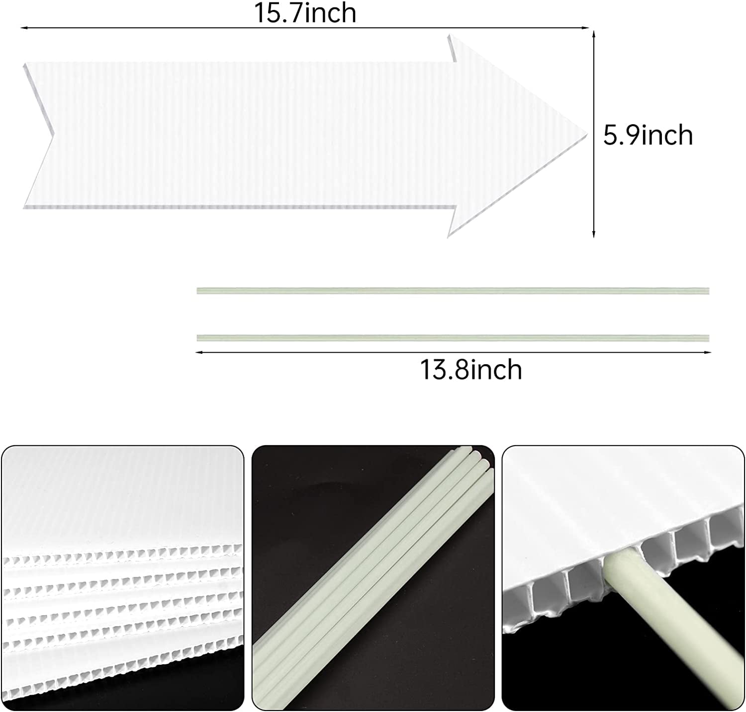 Trianu 12Pcs Arrow Yard Signs with Stakes, 15.7 x 6.7 inch Wedding Directional Yard Signs with 6 Stakes Blank Yard Sign Arrow Party This Way Birthday Party Arrow Signs