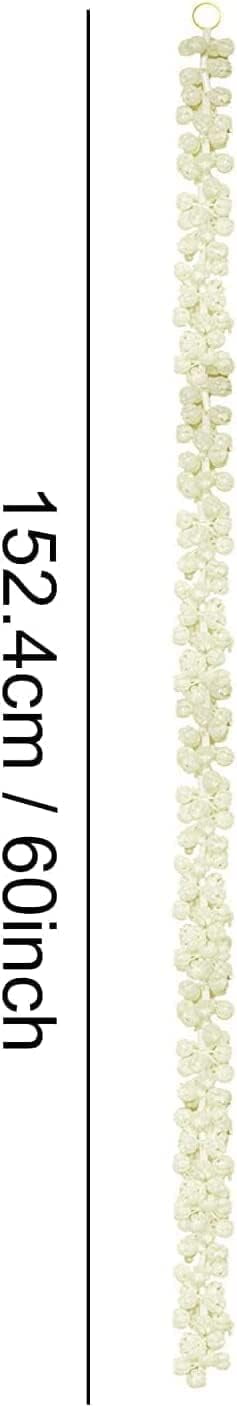 TIED RIBBONS 6 pcs Jasmine Garland | White 5 Ft | Mogra Flower Garland for Pooja, Home Decor, Indian Wedding, Party, Eid, Diwali, Event - Plastic Jasmine Garland for Decoration