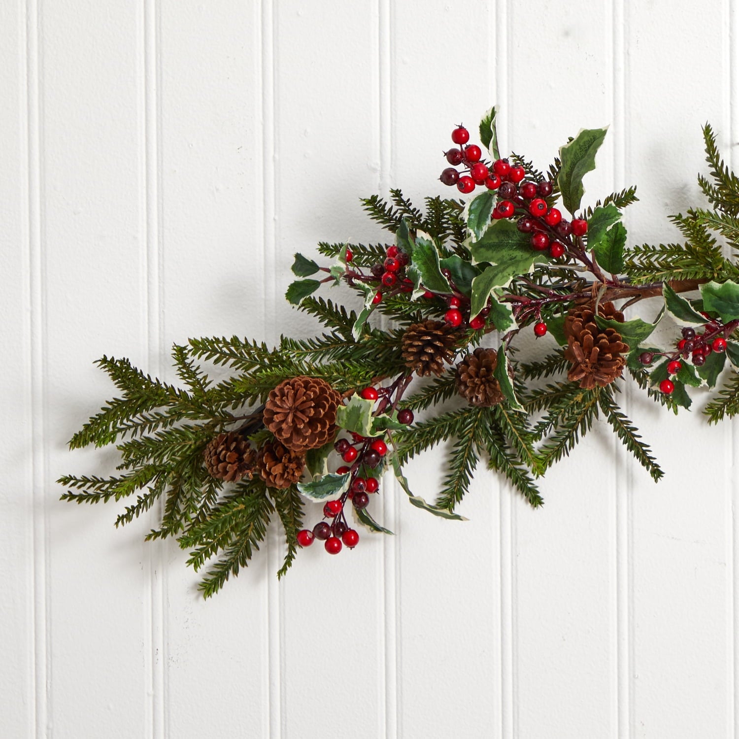 Nearly Natural 4942 Holly Berry Garland, 54-Inch, Red/Green