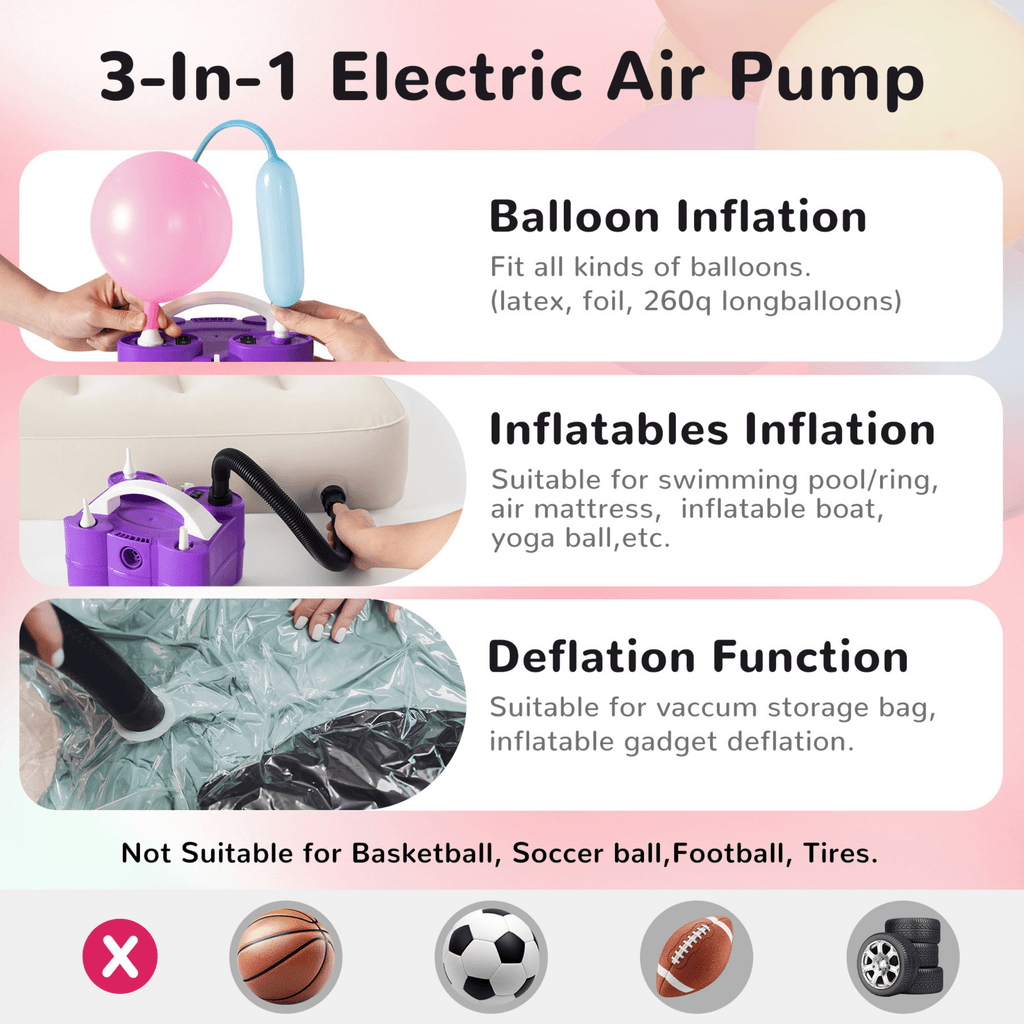 GreatWhip Multi-Purpose Electric Air Pump – Inflate Balloons, Air Beds, Pool Floats & Compression Bags – Rechargeable, 4 Nozzles, UL Certified, Fast  Inflation