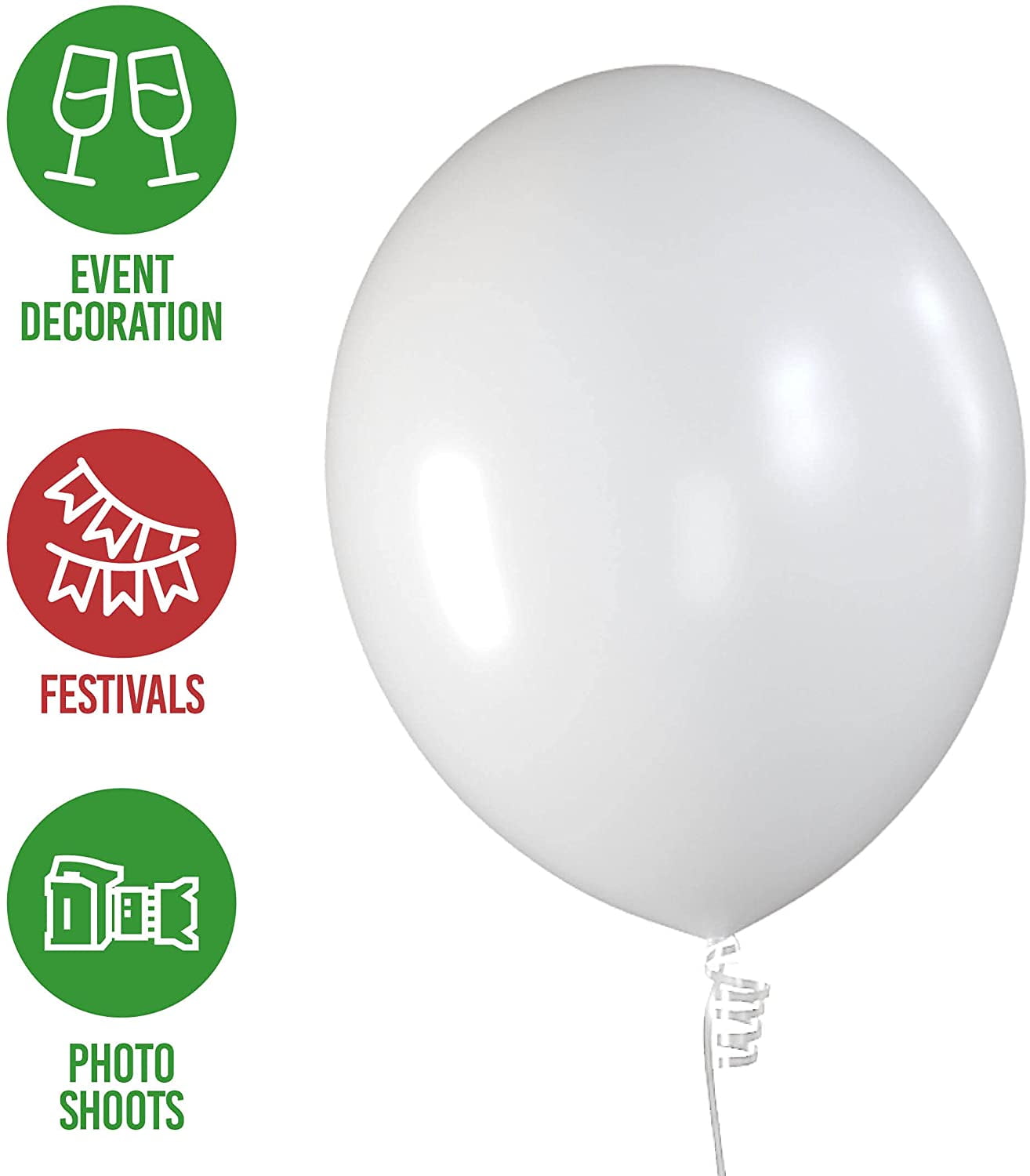 Christmas Party Balloons 12 Inch Red, Green and White Balloons with Ribbon for Christmas Decorations or Xmas Color Themed Party, Weddings, Baby Shower, Birthday Parties, Helium Quality-75 pack