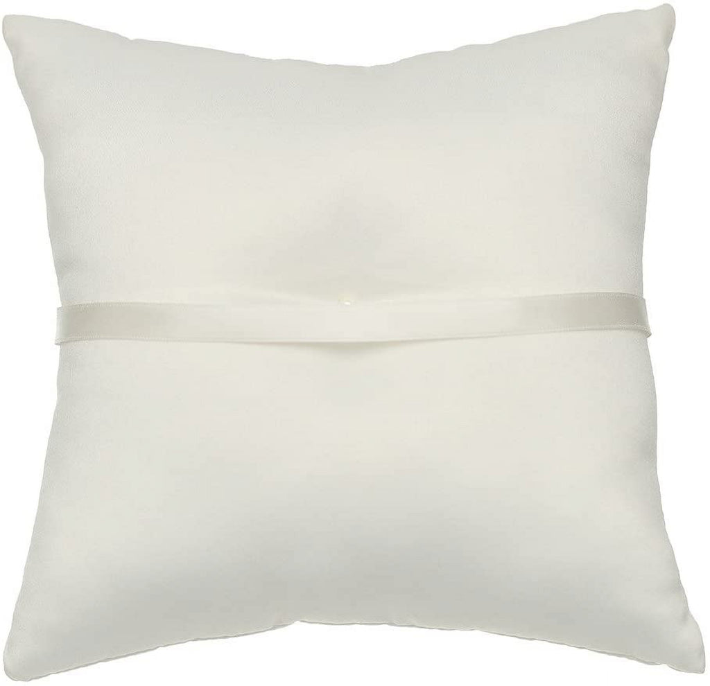 Pearl Embroidered Flower Leaves Wedding Ring Bearer Pillow 7 Inch x 7 Inch - RP010I