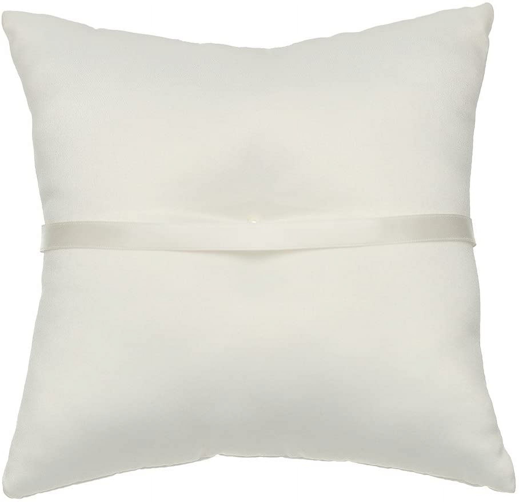 Pearl Embroidered Flower Leaves Wedding Ring Bearer Pillow 7 Inch x 7 Inch - RP010I
